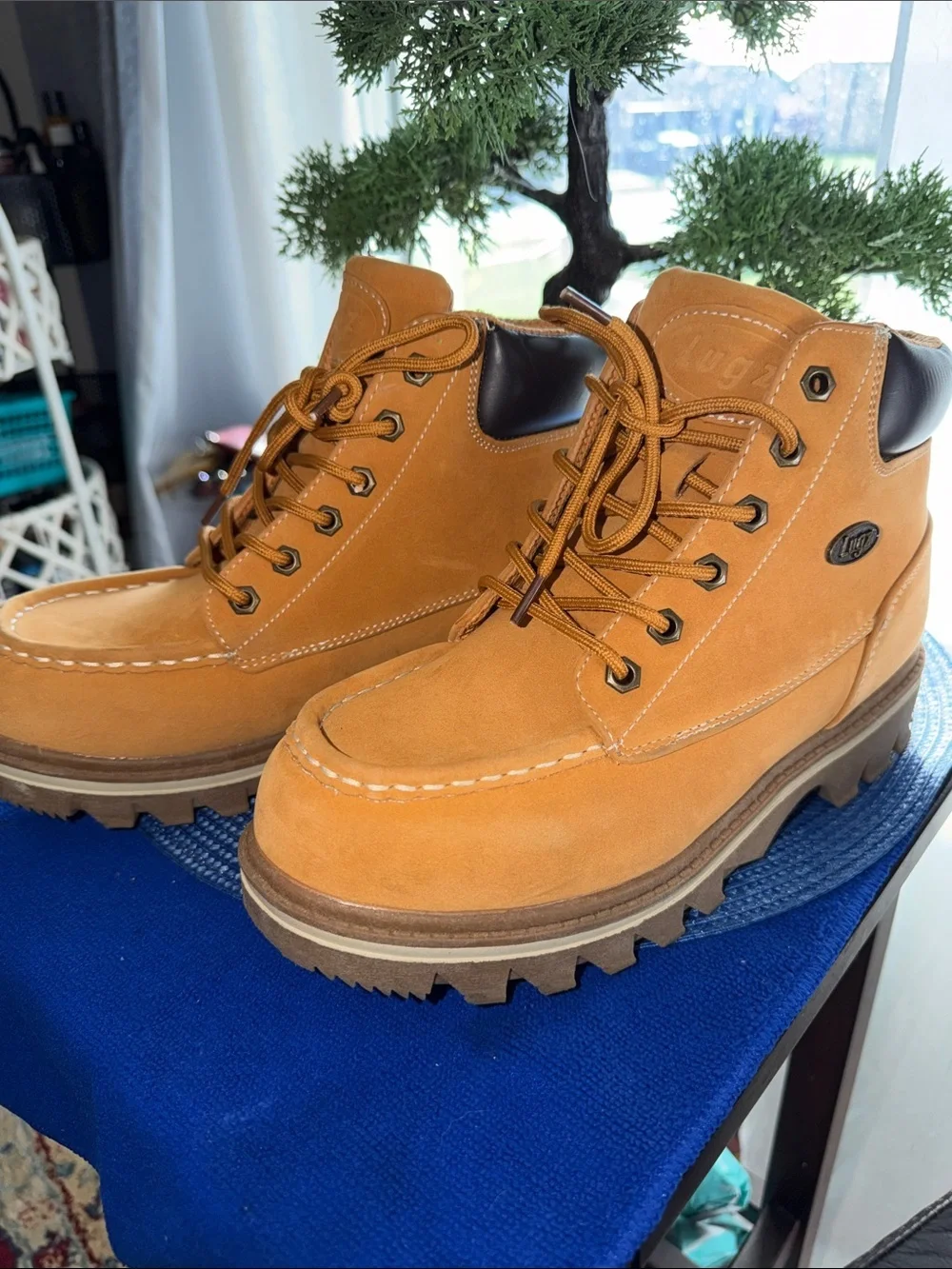 Lugz Wheat Suede Lace-Up Work Boots